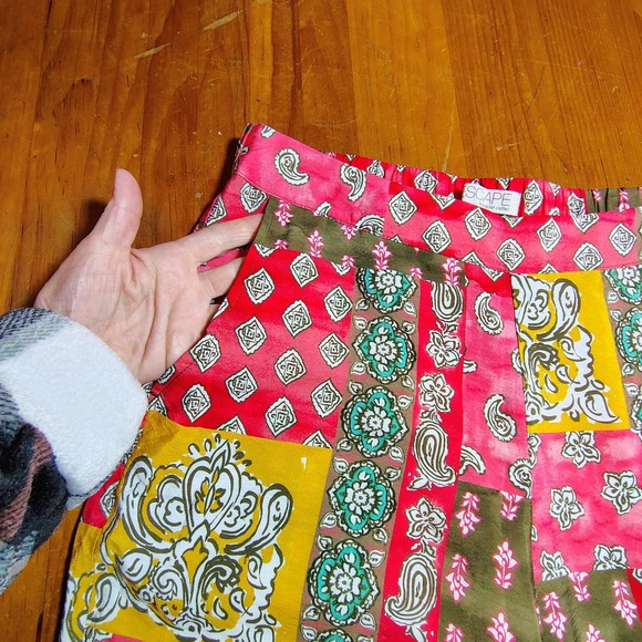 ESCAPE‎ by Habitat Clothes XS Pink Red Paisley Patchwork Pants Trousers - Picture 8 of 11